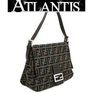 FENDI Mamma Bucket Shoulder Bag Zucca Canvas Leather Brown